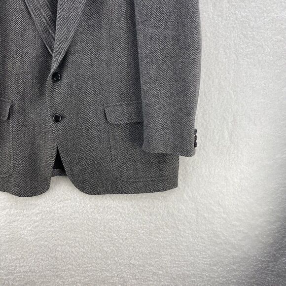 Vintage Kingsridge Blazer Mens 42S Gray Herringbone Corpcore Wool Sports Coat - Picture 6 of 13